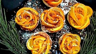 Цветы из апельсина. Украшения из фруктов. Как красиво нарезать апельсин. Decorations of fruits