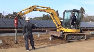産業用太陽光発電・野立て工法における杭打ち