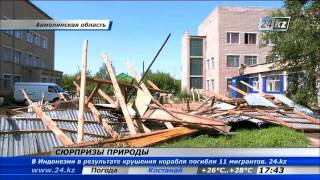 На Кокшетау налетел ураган с градом