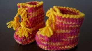 Пинетки-ботинки двумя спицами / Knitted baby booties