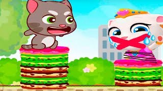 ГОВОРЯЩИЙ ТОМ минимульты ВКУСНАЯ БАШНЯ Тома #5 ДРУЗЬЯ! Игровой мультик Talking Tom Cake Jump
