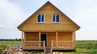 Строительство дома из бруса 8х7м с террасой