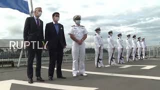 Def minister Kishi welcomes Dutch and British navy ships at Yokosuka amid South China Sea tensions