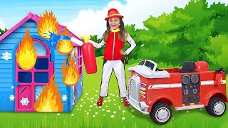 Sasha plays a Fireman to the Rescue Friends and their Toys