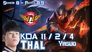 SKT T1 Thal YASUO vs ORNN Top - Patch 8.9 KR Ranked