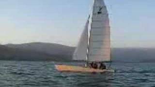 Summer on their yacht. Charvak lake, Uzbekistan