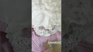Вязаный плед на выписку в цвете пудра