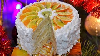 Вкусный ТОРТ  на Новый год и не только:  легкий бисквитно-фруктовый торт