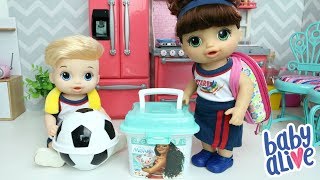 BABY ALIVE NICOLE E JUSTIN ARRUMANDO A LANCHEIRA PRA ESCOLA