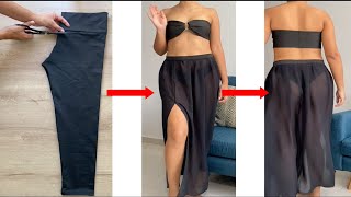 DIY OLD CLOTHES RECYCLE - Transform Pants Into a Swimsuit - RECICLAR Pantalones en Traje de Baño