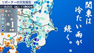 関東は午後も冷たい雨続く