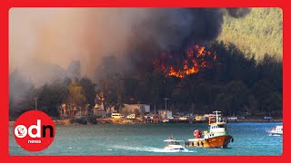 Turkish Wildfires RAVAGE Beach Resorts as Panicked Tourists Flee the Blaze