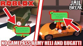 Getting ARMY HELI and BUGATTI WITHOUT Gamepasses! | Roblox Jailbreak
