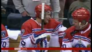 President Vladimir Putin plays ice hockey in Sochi