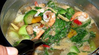 วิธีทำแกงเลียง แกงเลียงกุ้งสด แกงเลียงเห็ดผักรวม