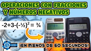 ¿Cómo hacer operaciones con fracciones y números negativos en la calculadora ? | Shorts