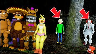 WILL THE ANIMATRONICS ESCAPE THE SCARY BALDI & CLOWN FOREST? (GTA 5 Mods FNAF RedHatter)