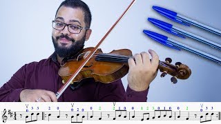 Como Tocar a Música CANETA AZUL no Violino + Partitura