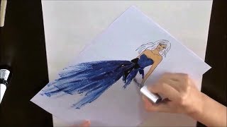 رسم فستان سهل جدا للمبتدئين و التلوين بطلاء الأظافر- المناكير