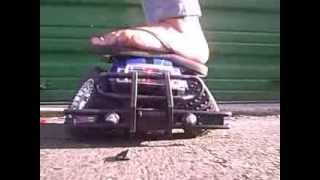 Female trample truck by abusive foot demolition