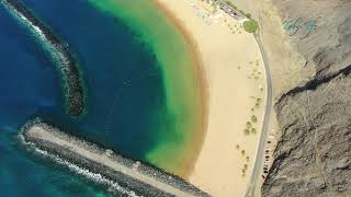 Drone Fly Playa de Las Teresitas located in the northeast of Tenerife / Spain