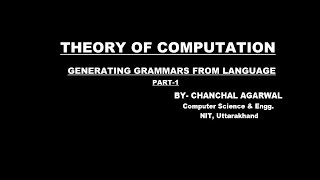 GENERATING GRAMMAR FROM LANGUAGE - PART_1 || THEORY OF COMPUTATION