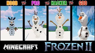 Minecraft Battle: NOOB vs PRO vs HACKER vs GOD: OLAF from FROZEN 2 BUILD CHALLENGE in Minecraft.