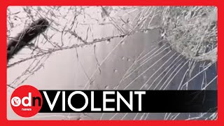 Violent Hailstorm Smashes Hundreds of Car Windows and Topples A Giant Crane in Northern Italy