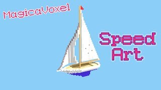 MagicaVoxel speed art:  sailing ship