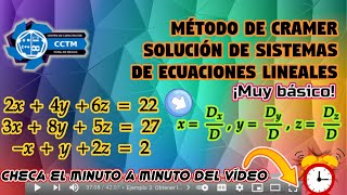 Regla de Cramer para sistemas de ecuaciones lineales de 3x3 | Comprobación | Álgebra Lineal
