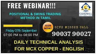 MCX COPPER TRADING TECHNICAL ANALYSIS SEP 07 2018 IN ENGLISH CHENNAI TAMIL NADU INDIA
