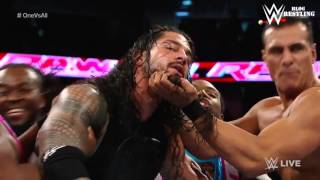 Roman Reigns En Una Pelea de 1 Contra Todos   En Español   WWE Raw 11 01 2016