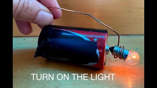 How to light a bulb with one battery and two wires.