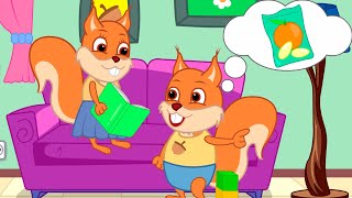 Famille d'Écureuil - Idée De Faire Pousser Une Orange Animé 2023 en Français