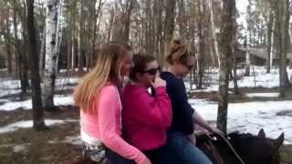 Bareback riding with 3 people