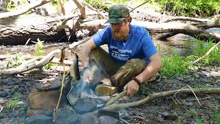 Catch and Cook Fish With Your Bare Hands And Bushcraft Waterwheel Part 2 (87 Days Ep. 30) Alewife