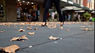 Walking on the footpath - stock footage