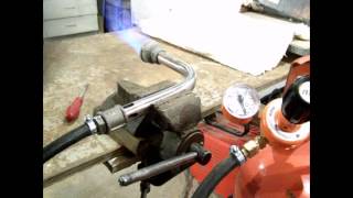 Горелка самодельная угловая на 3/4 дюйма. Angular homemade burner test 3/4"
