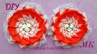 Цветы из ленты 2.5 см.МК канзаши.Flower ribbon 2.5 cm. MK kanzashi. Flores de cinta de 2.5 cm. MK