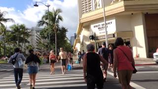 Walking up Kalakaua Avenue in Waikiki