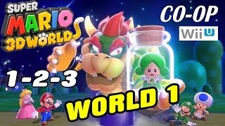 Let's Play Super Mario 3D Worlds - World 1 (1-2-3) Co-Op WiiU Gameplay pt. 1