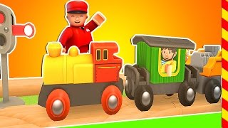 Паровозик - мультфильм игра. Поезда для детей 4 лет - развивающий мультфильм. Желтый паровозик.
