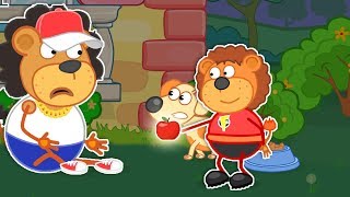 Lion Family Superhero Lion Helps Dog Cartoon For Kids