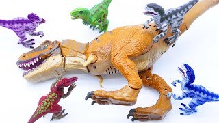 T-rex Get Surround by Raptor Pack! I-Rex and T-rex Play Ball - Toys Play Time
