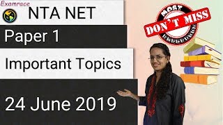 NTA NET Paper 1 Analysis (24th June 2019) - Topics & Questions| Most Important! Don't Miss!