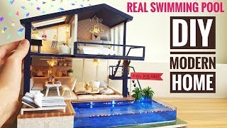 DIY Miniature Modern Party Home (with Real Swimming Pool)