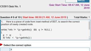 Quiz # 1 of cs301