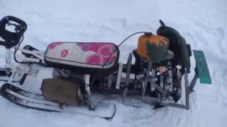 Снегоход из бензопилы и снегоката своими руками.Иркутск