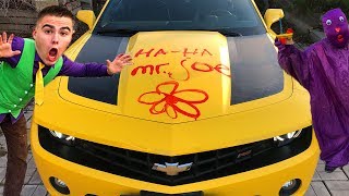 13+ Purple Fat Man painted on Hood Car VS Mr. Joe on Chevrolet Camaro in Car Wash