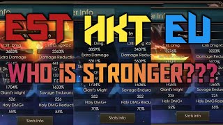 Legacy of Discord : Divine Emperors Stats Comparison.. EST vs HKT vs EU